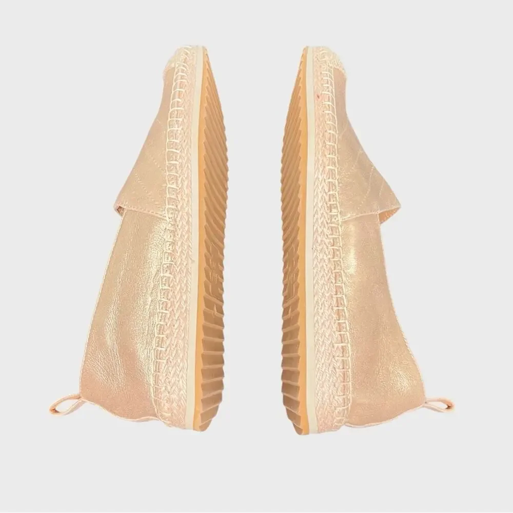 Crown Vintage Cadenne Espadrille Slip-On Shoes 9.5 M Gold Metallic Flats Boho